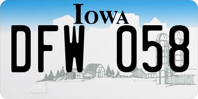 IA license plate DFW058