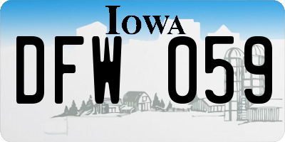 IA license plate DFW059