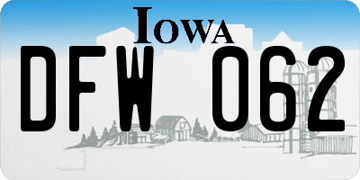 IA license plate DFW062