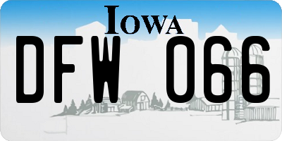 IA license plate DFW066