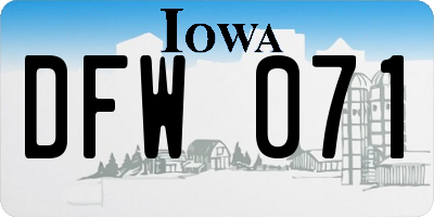 IA license plate DFW071