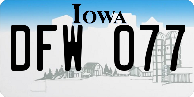 IA license plate DFW077
