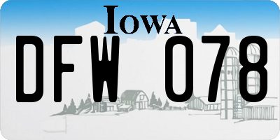 IA license plate DFW078