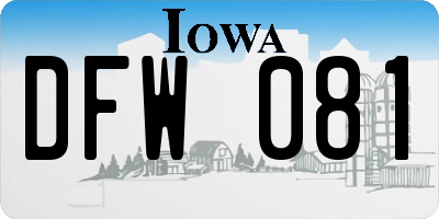 IA license plate DFW081