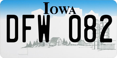 IA license plate DFW082