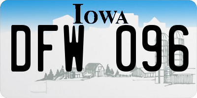 IA license plate DFW096