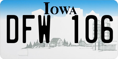 IA license plate DFW106
