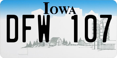 IA license plate DFW107