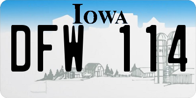 IA license plate DFW114