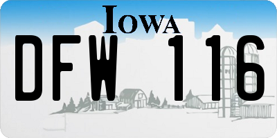IA license plate DFW116
