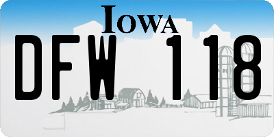 IA license plate DFW118