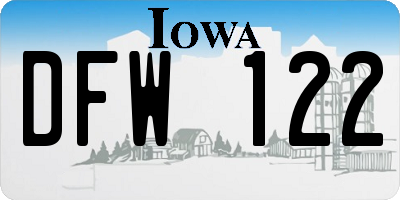 IA license plate DFW122