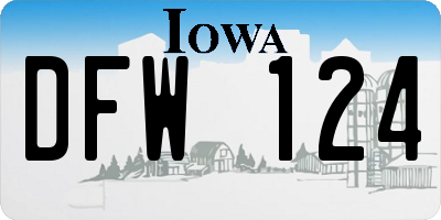 IA license plate DFW124