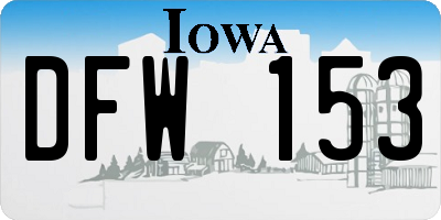 IA license plate DFW153