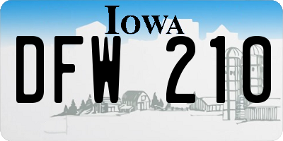 IA license plate DFW210