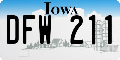 IA license plate DFW211