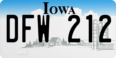 IA license plate DFW212