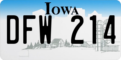 IA license plate DFW214