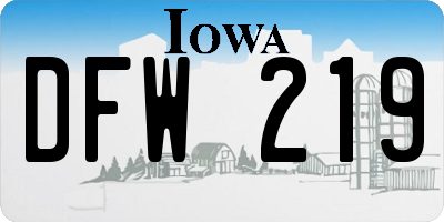 IA license plate DFW219
