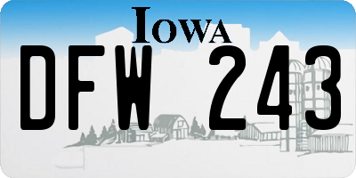 IA license plate DFW243