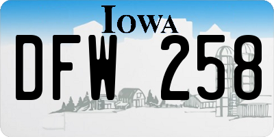 IA license plate DFW258