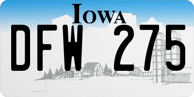 IA license plate DFW275