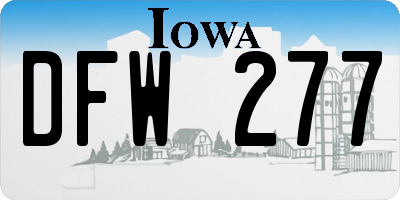 IA license plate DFW277