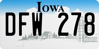 IA license plate DFW278