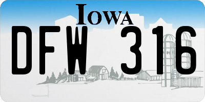 IA license plate DFW316
