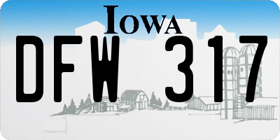 IA license plate DFW317