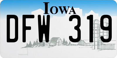 IA license plate DFW319