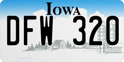 IA license plate DFW320