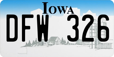 IA license plate DFW326