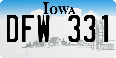 IA license plate DFW331