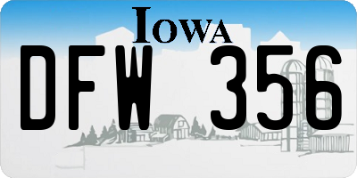 IA license plate DFW356