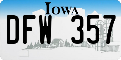 IA license plate DFW357