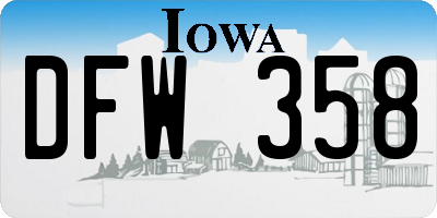 IA license plate DFW358