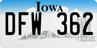 IA license plate DFW362