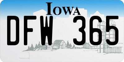 IA license plate DFW365
