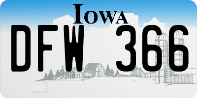 IA license plate DFW366