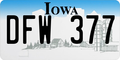 IA license plate DFW377