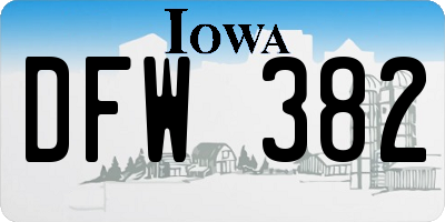 IA license plate DFW382