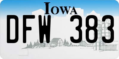 IA license plate DFW383