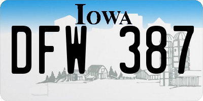 IA license plate DFW387