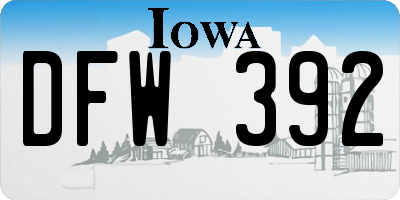 IA license plate DFW392