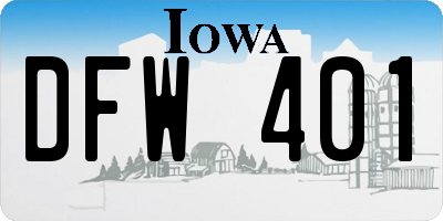 IA license plate DFW401
