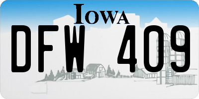 IA license plate DFW409