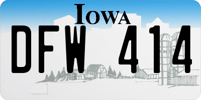 IA license plate DFW414