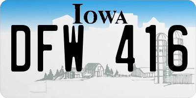 IA license plate DFW416