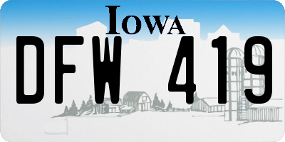 IA license plate DFW419